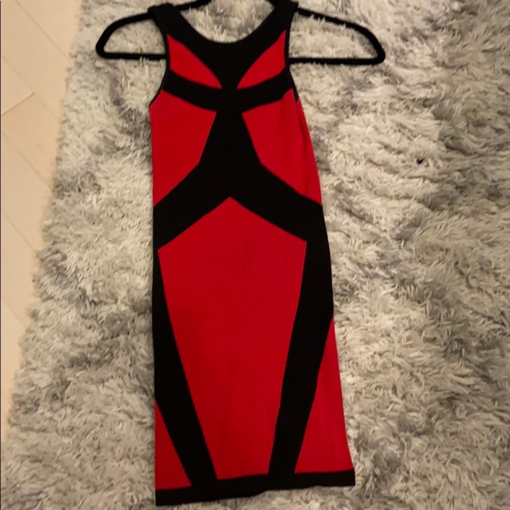 Black and red bodycon mini dress